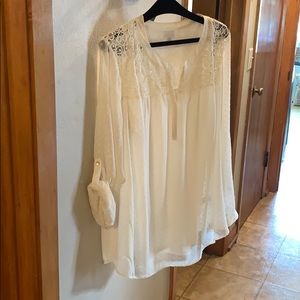 Swiss dot & lace blouse